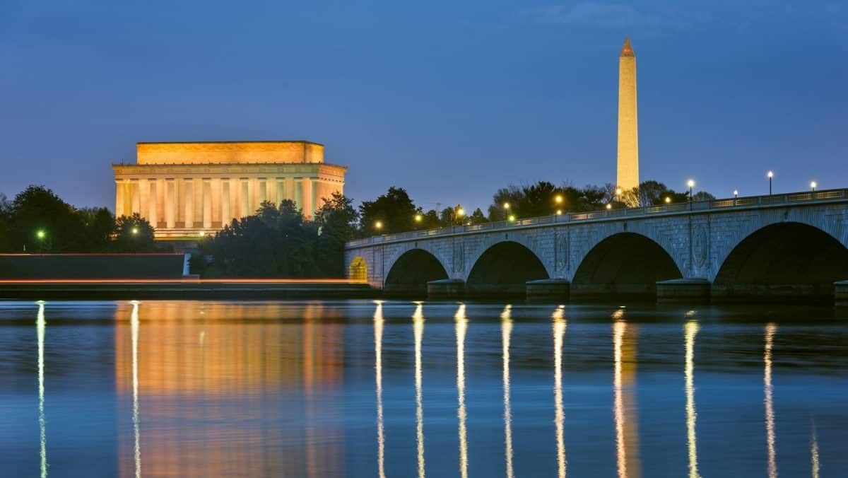 Washington DC, USA skyline on the Potomac River
