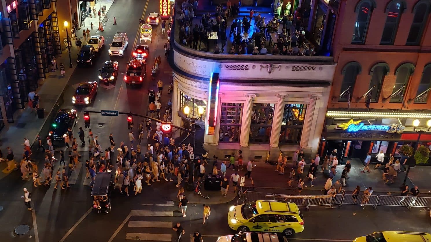 Bustling nightlife downtown Nashville Tennessee the music capital of USA, travel, urban, city life